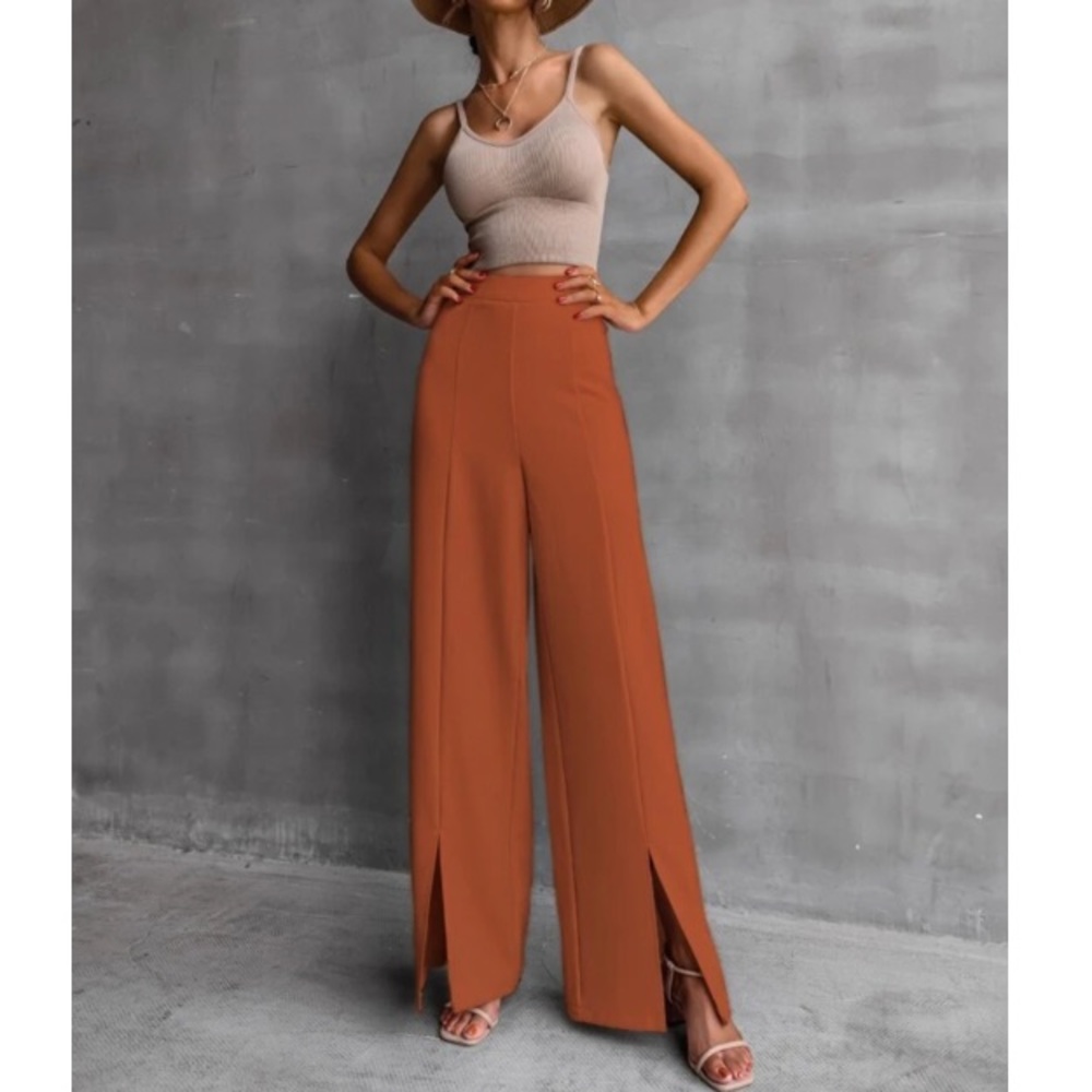 Wide leg side slit pants - Picture 5 of 16